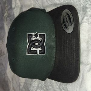 DC Skateboarding Embroidered Logo Adjustable Snapback Hat Green, Black & White